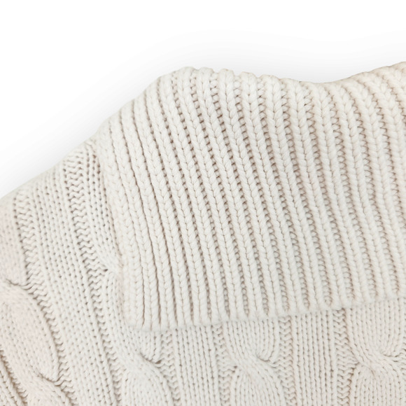 Liz Claiborne White Asymmetrical Mock Neck Cable Knit Sweater M - Picture 8 of 8